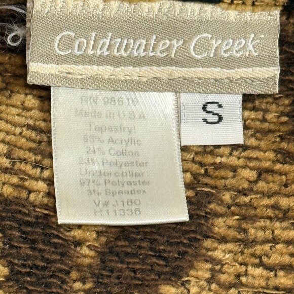 Coldwater Creek Jacket Women S Black Tapestry Button Front Leaf Pattern Made USA - Picture 3 of 6